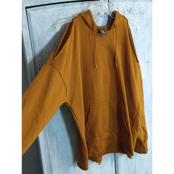 Nike Just Do It Mustard Cold Shoulder Nwot Medium Hoodie - Picture 4 of 15